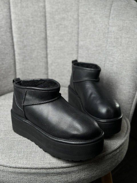 UGG Classic Ultra Mini Platform Black Leather 1141510 фото
